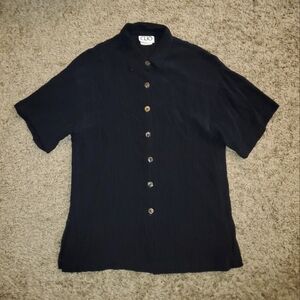Vintage Clio Black Button-Up Shirt w/ Unique Buttons (Women's Size Small)